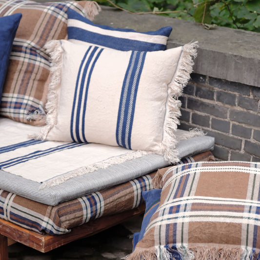 LIBECO クッションカバー インディゴ