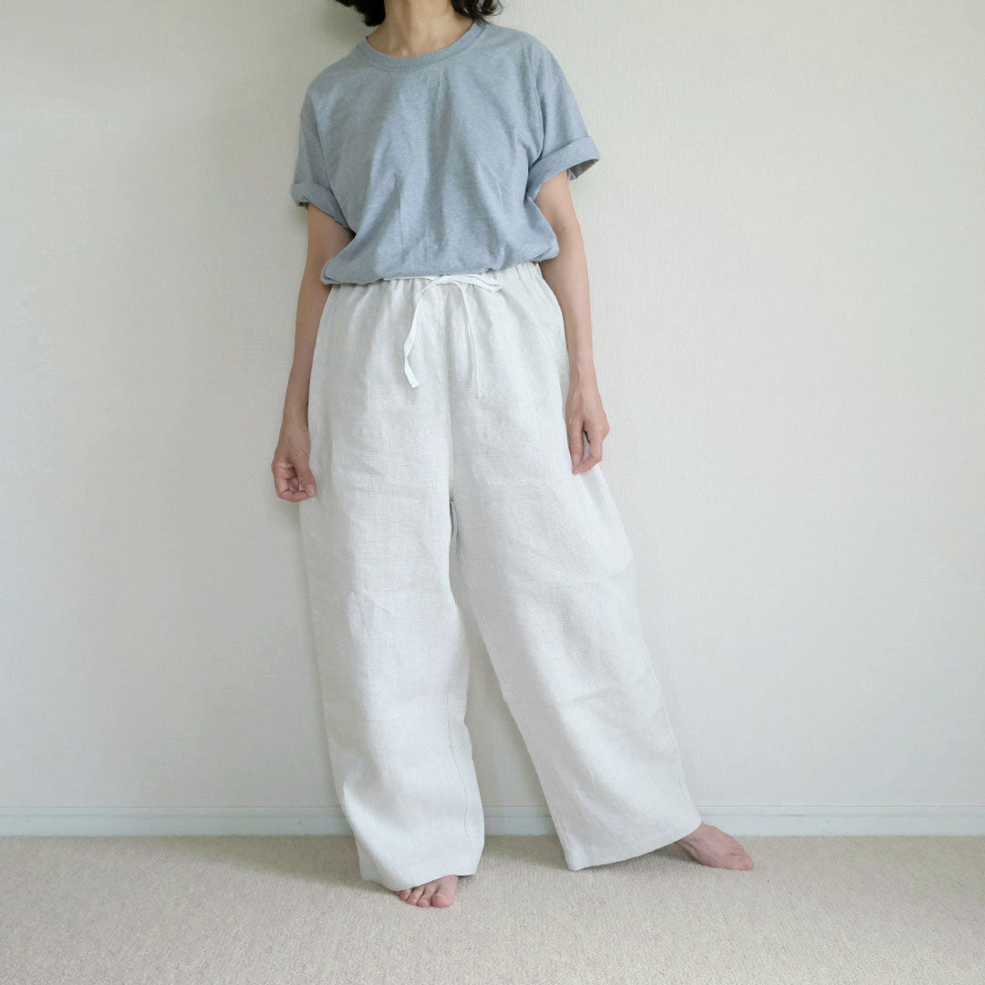 リネンスリープパンツ　オイスターモザイク