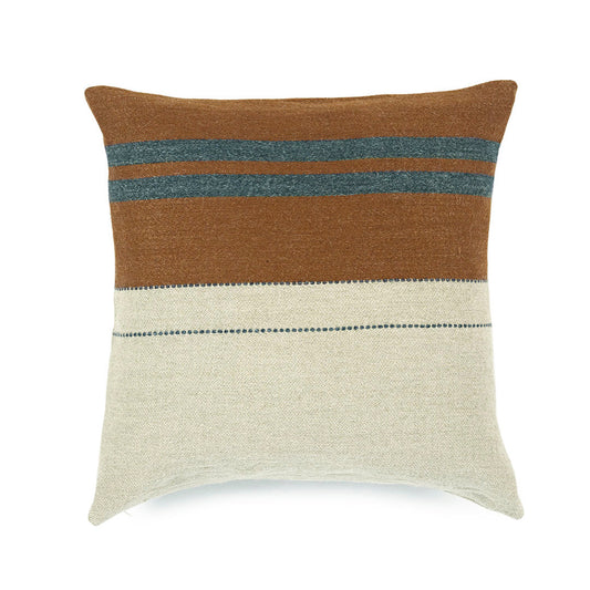 キャメル、ダークブルー、ライトベージュのマルチストライプ（裏表同柄）